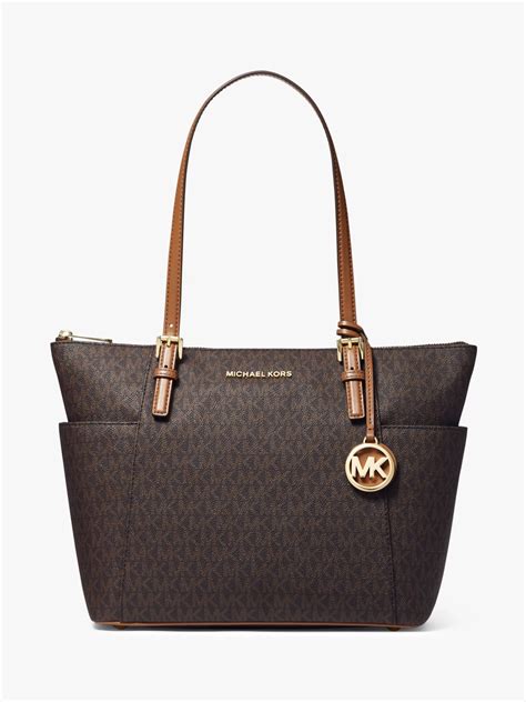 michael michael kors jet set medium east west signature tote|Michael Kors saffiano jet set.